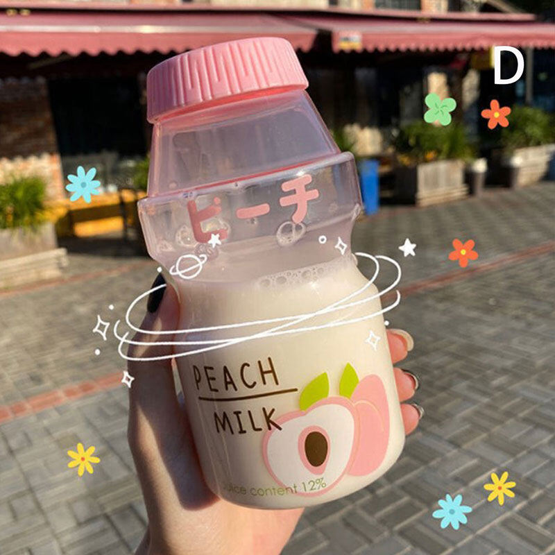 Lofow 480ml Plastic Water Bottle Drinking Bottle Shape Cute Kawaii Milk Shaker Bottle