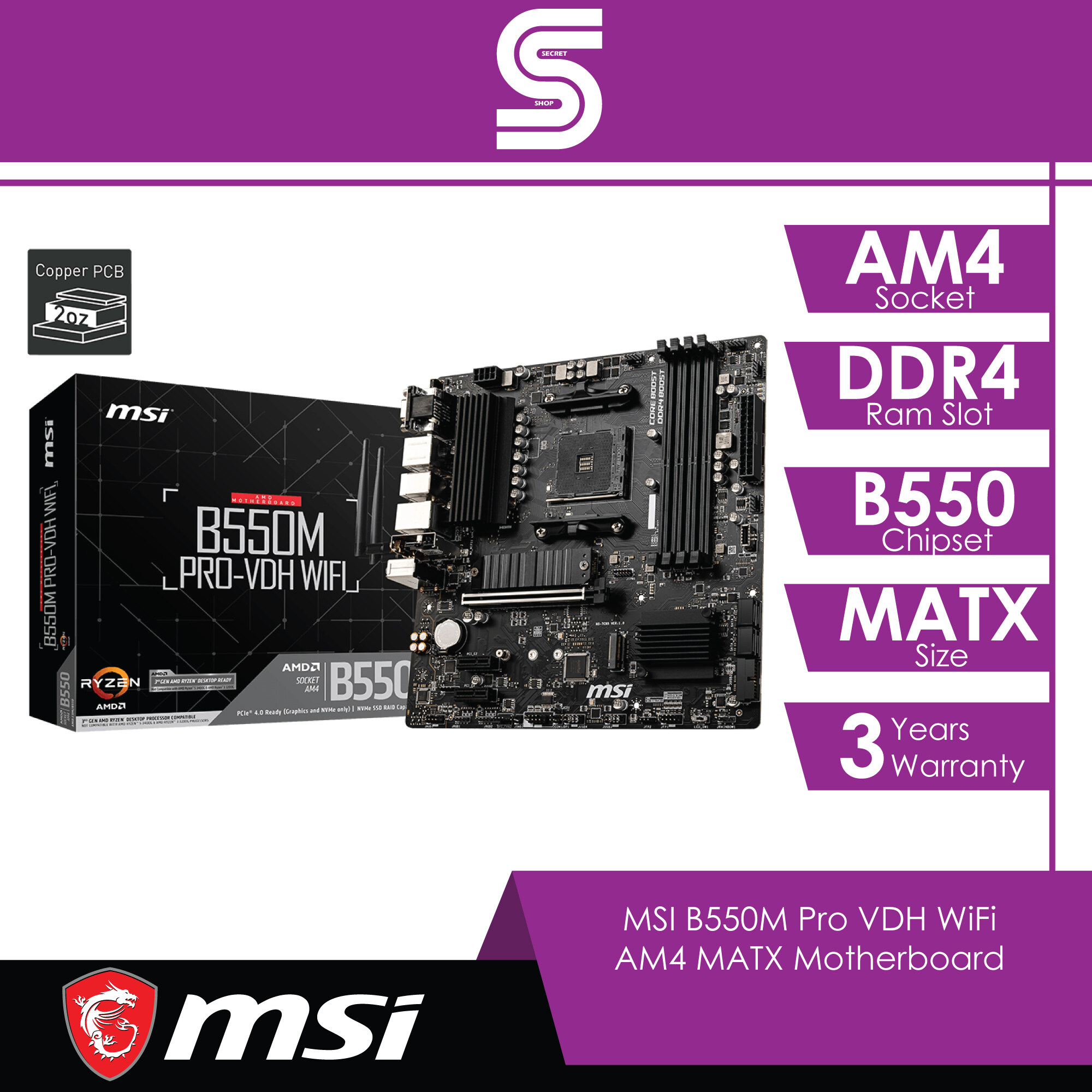 Msi B M Pro Vdh Wifi Am Matx Motherboard Lazada