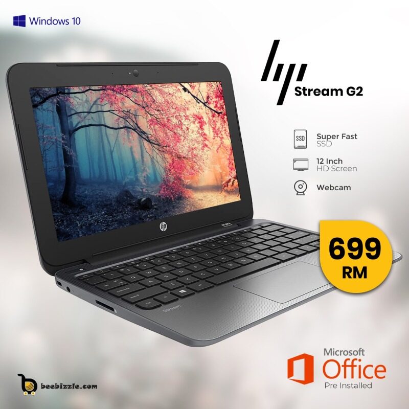 HP STREAM 11 PRO, 4GB Ram, 64GB SSD,12 INCH SCREEN, INTEL PROCESSOR, WINDOWS 10, WEBCAM MICROSOFT OFFICE ,ETC Malaysia