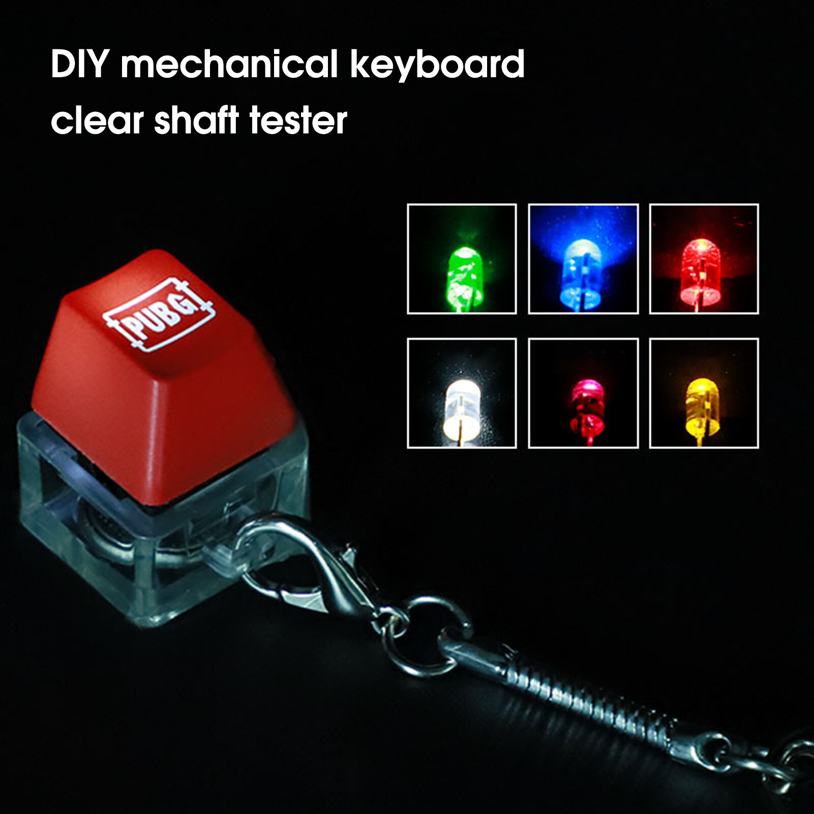 Anxinshui Keyboard Switch Tester RGB Lighting Effect Ergonomic Universal Professional Multi-purpose Stress Relief Gifts Mechanical Keycap Switch Keychain for Home Durable Keyboard Switch