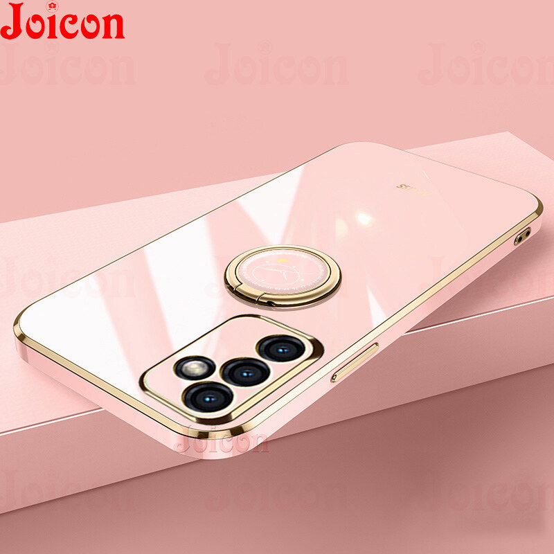 Casing for Samsung Galaxy A15 A25 A35 A55 5G Case Samsung A54 5G A24 A34 A14 A53 A52S 5G Phone Case Luxury Soft Square Frame Plating Case Camera Protection Shockproof Back Cover With Finger Ring Holder