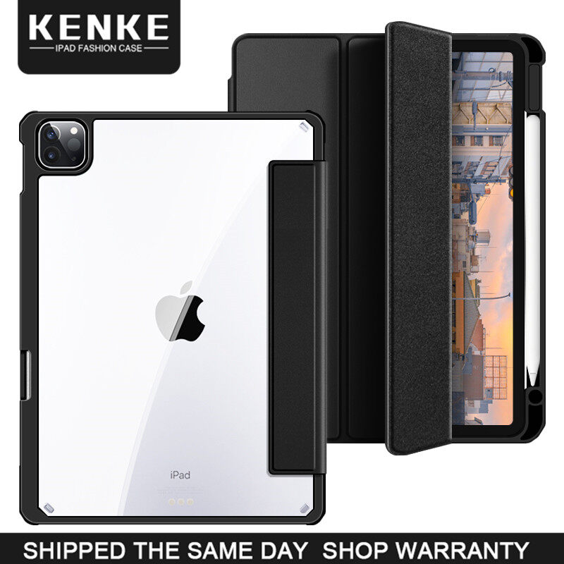 KENKE iPad Case For Apple iPad Air 4 2020 Case for iPad 7th 8th 9th Generation 10.2 Cover iPad Pro 11  2020 iPad mini 6 2021 with Pencil Holder HD transparent back cover Support pencil charging right pen slot anti-bending