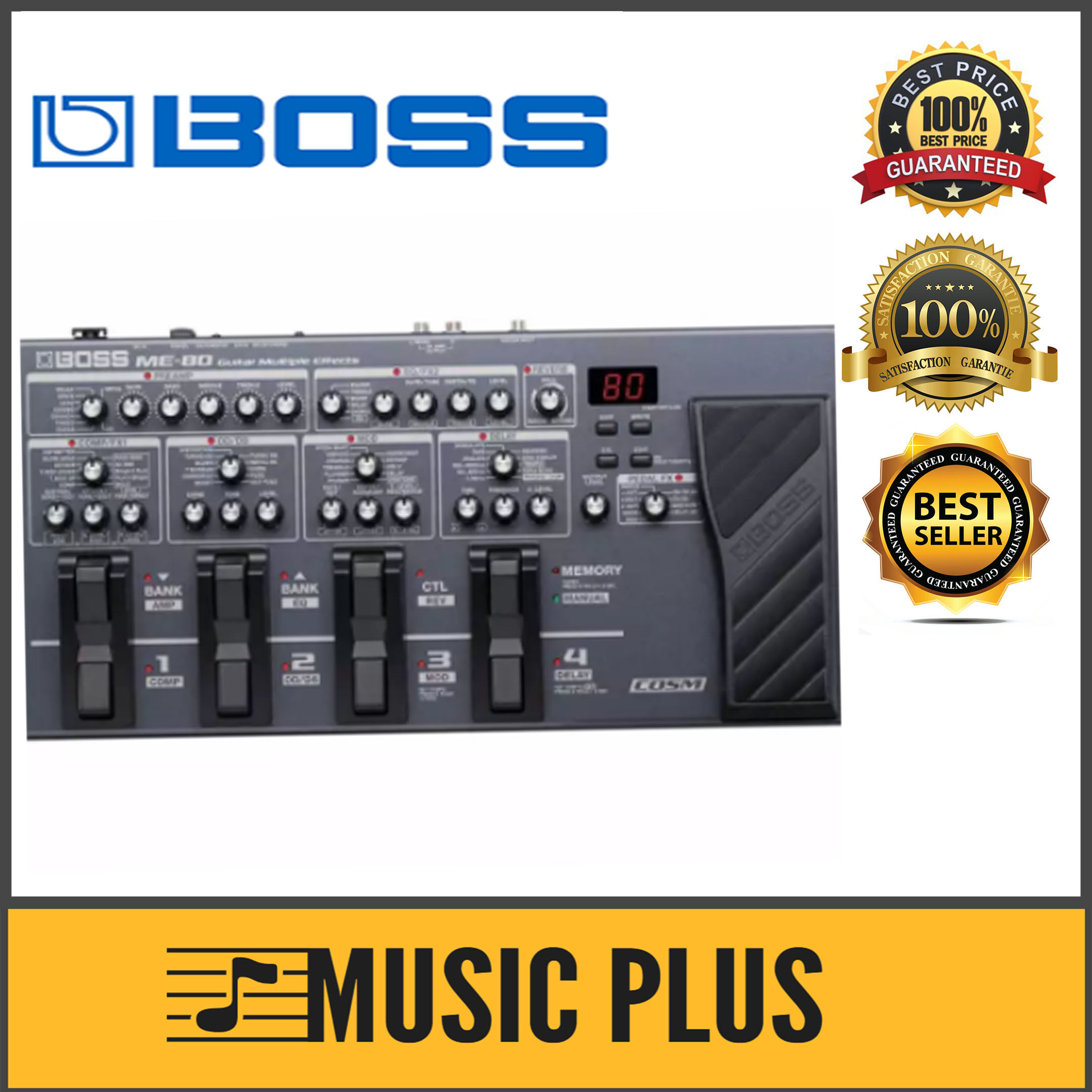 Boss ME80 MultiEffects Pedal with Gator MultiEffects Hardcase