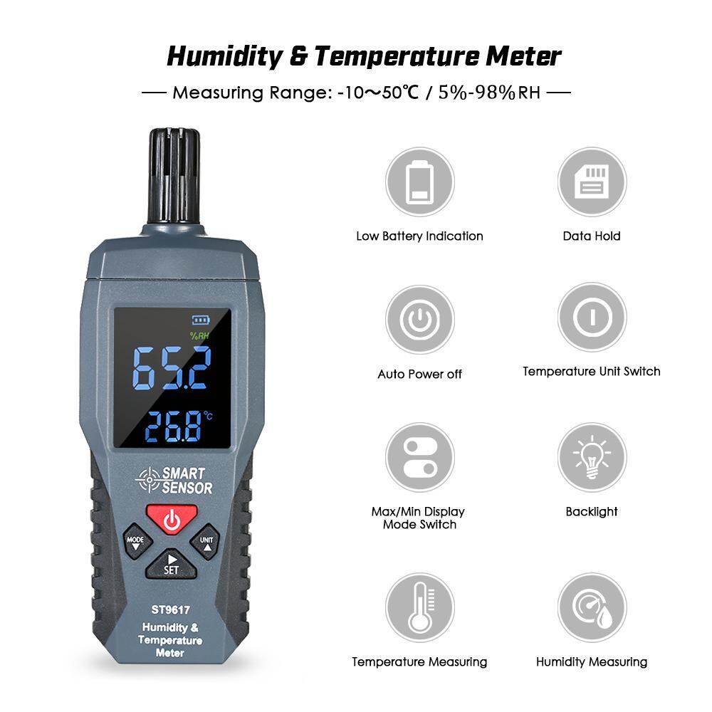 SMART SENSOR Humidity & Temperature Meter High Accuracy Digital LCD Display Humidity Hygrometer Temperature Meter Thermometer Gauge Tester