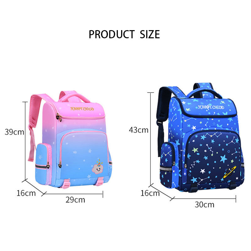 BAOLONGXIN New children's school bag Starry sky gradient schoolbag for elementary school students Grades 1-3-6 Spine protection and backpack