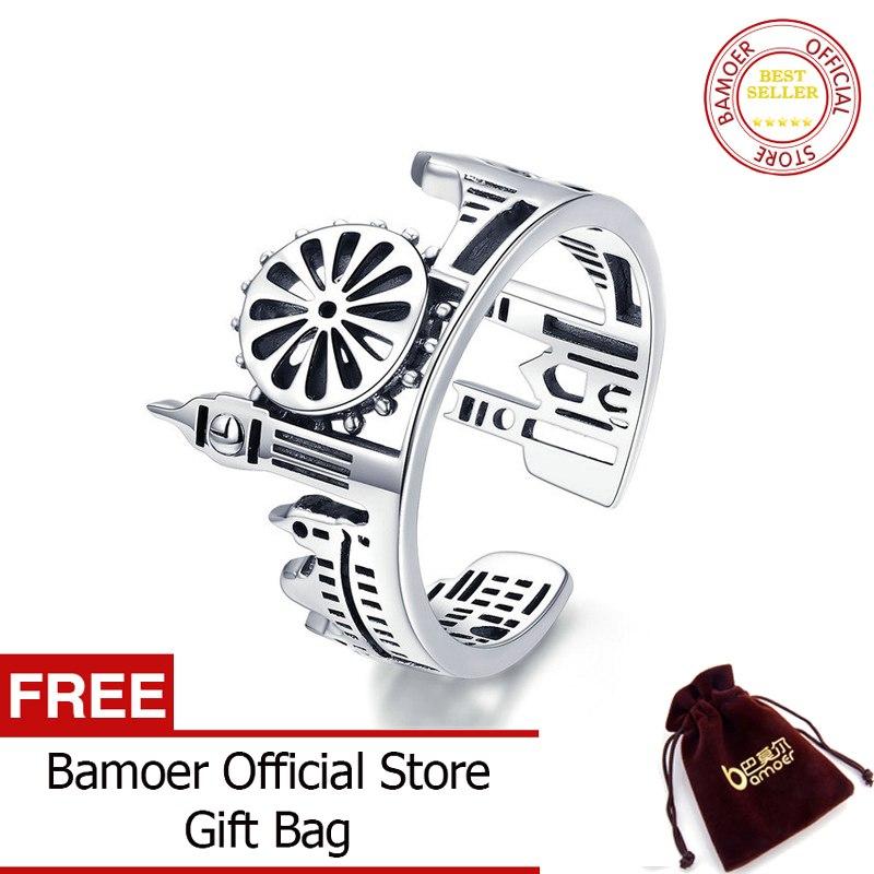 Bamoer London city finger ring 925 sterling silver high quality British building rings for Women wedding jewelry scr474-12