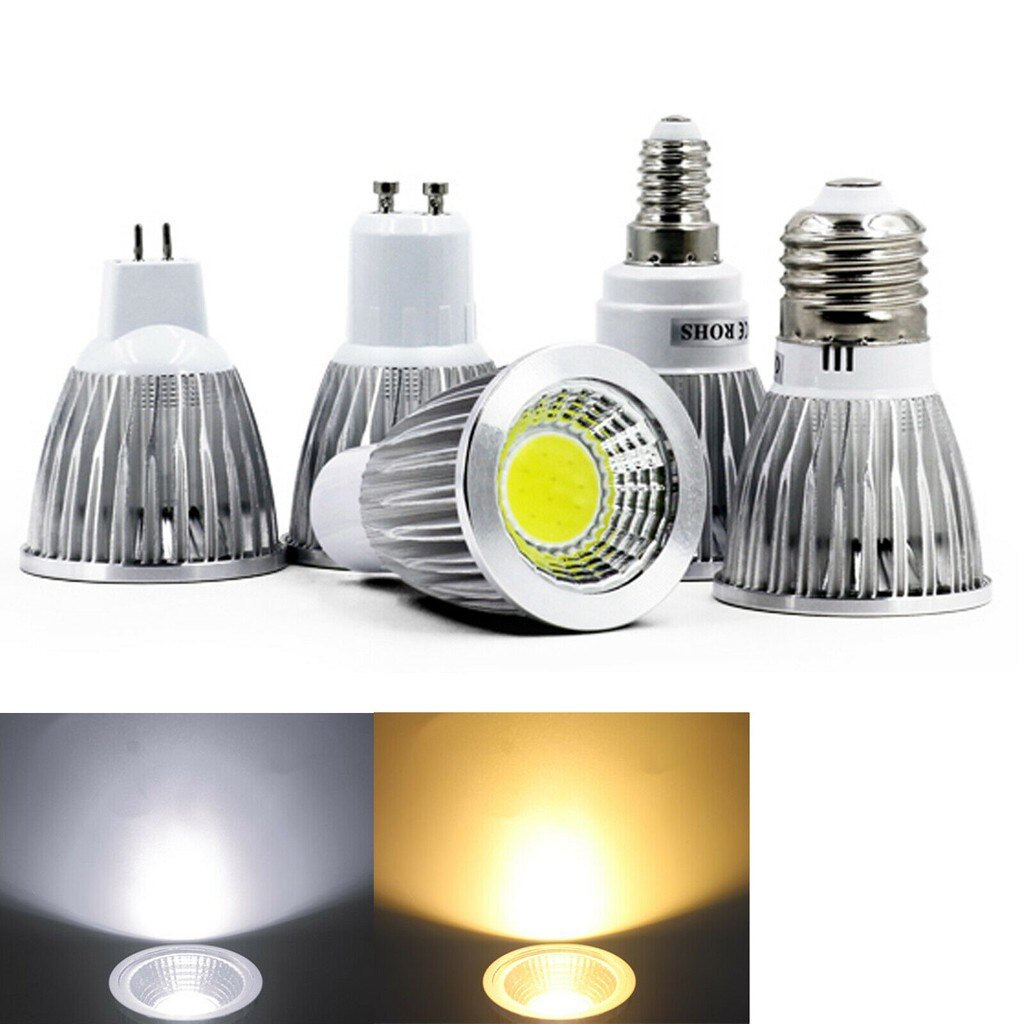 Led cob spot lights bulbs gu10 e27 e14 3w 5w 7w 220v/dc12v mr16 lamps super bright bulbs