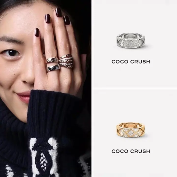 Coco Crush Ring Quilted Motif 18k Beige Gold With Di Amonds Lazada Singapore