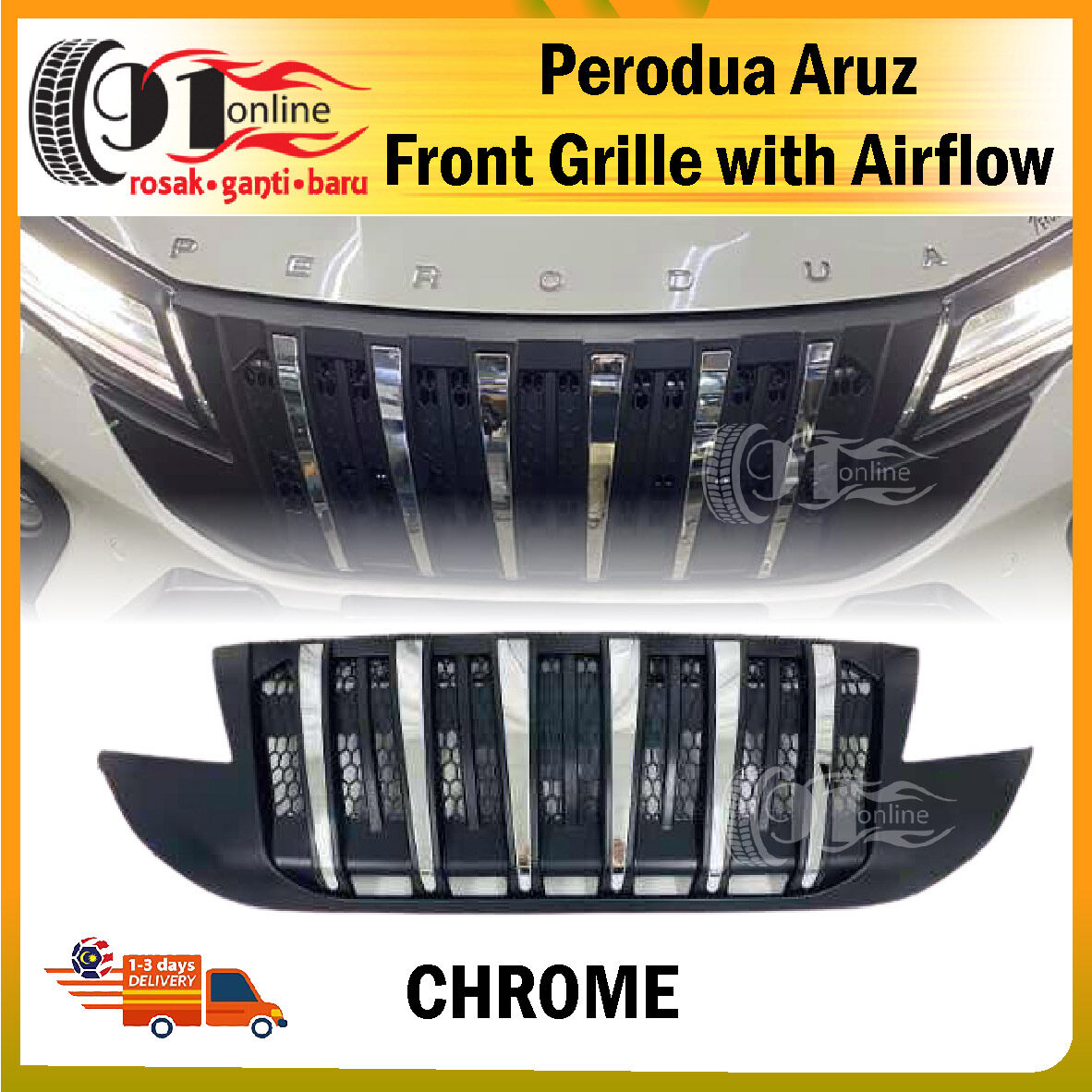 Perodua Aruz Front Bumper Grille Replacement Venom Grill V2 With
