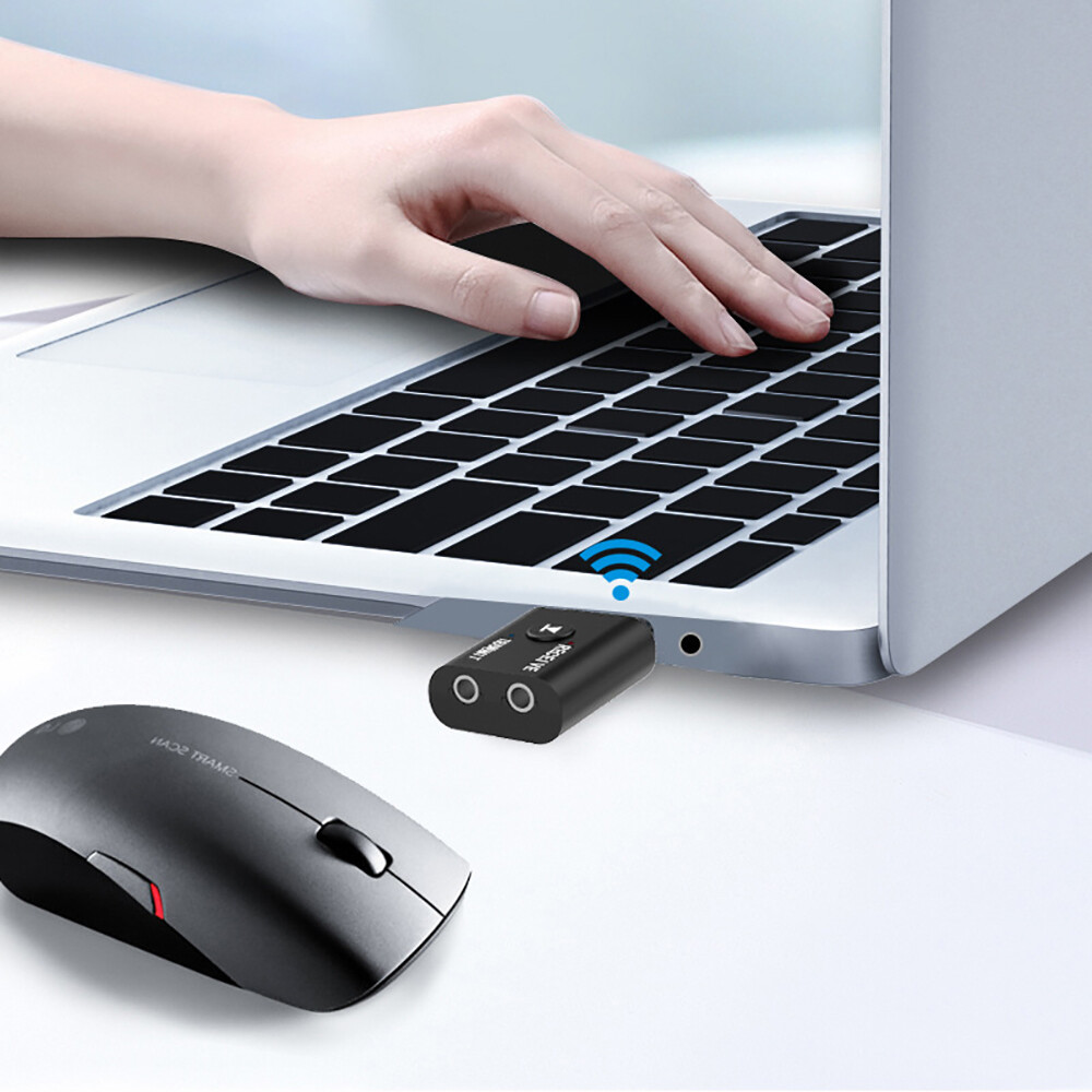 BOKEWU Bộ Chuyển Đổi USB Không Dây 2 Trong 1 Bluetooth 5.0 Bộ Thu Phát Âm Thanh Dongle Âm Nhạc Cho Máy Tính Máy Tính Xách Tay Loa Tai Nghe