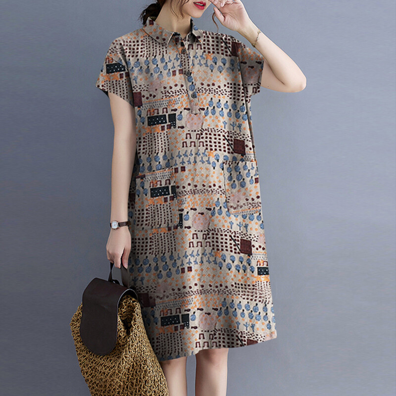 Zanzea women collared button up sundress summer beach loose a-line midi shirt dress new