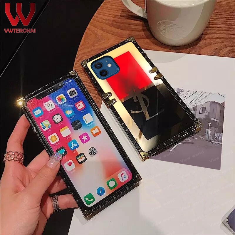 For Apple iphone 15 pro max 15 plus iPhone 12 Pro Max Iphone 13 Pro Max 11 Pro Max 7 Plus 8 Plus 6S Plus 6 Plus XR XS Max X Fashion Luxury Style  Retro PU Leather Phone Case Square Frame Back Cover