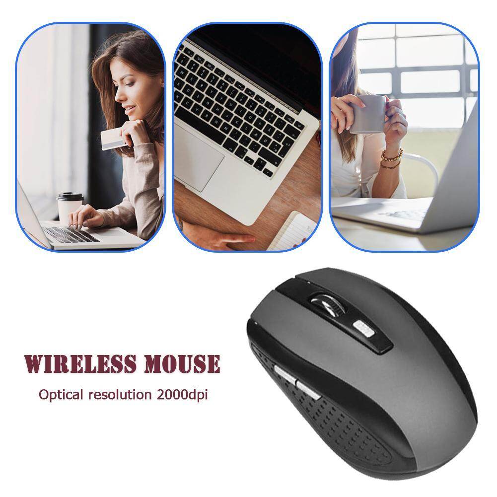 Portable 2.4GHz Wireless Optical Mouse 6 Buttons USB Receiver 2000 DPI Mice