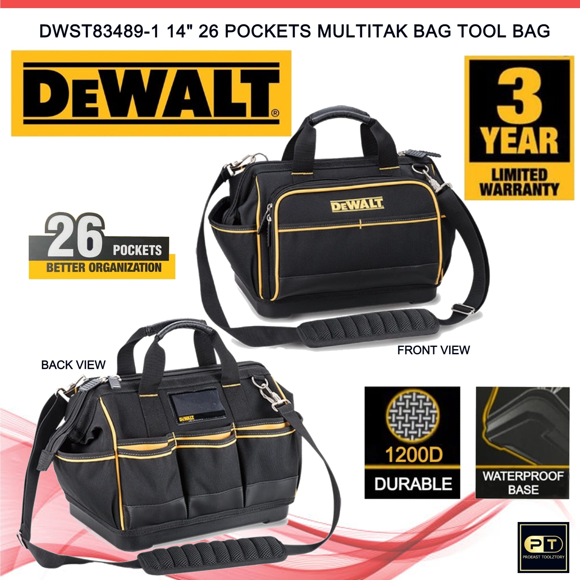Dewalt DWST834891 14in 26 Pocket Multitak Bag Tool Bag Hand Tool Bag tool bag