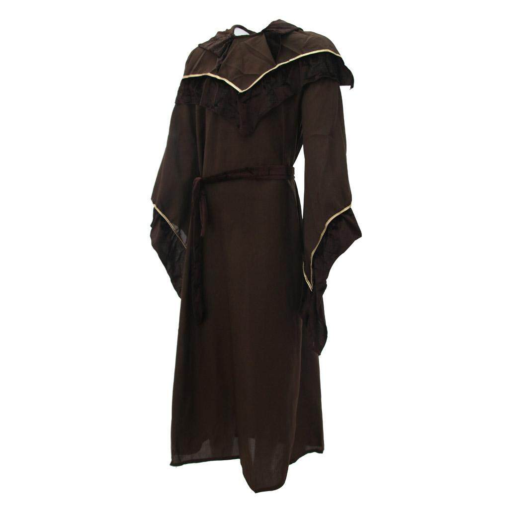 TOOYFUL Friar Priest Hooded Costume Adult Religious Godfather Wizard Robe Cosplay