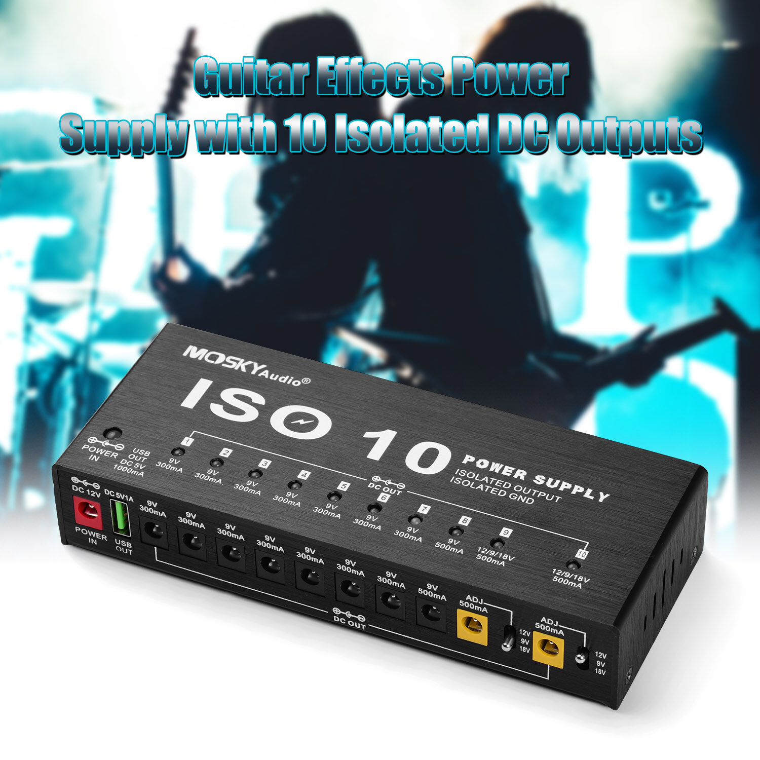 MOSKY ISO10 Portable Guitar Effect Power Supply Station 10 Isolated DC