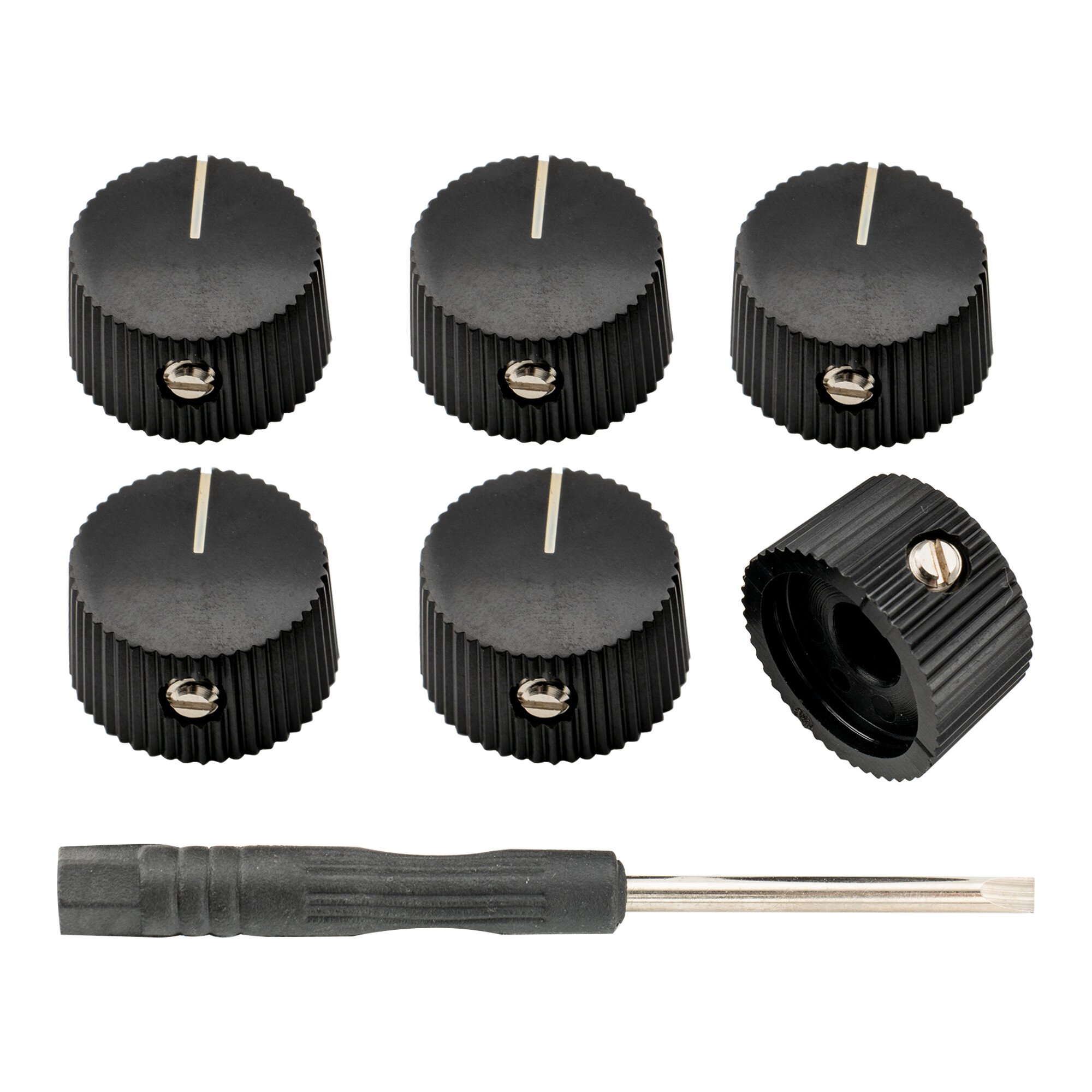 Musiclily Pro Đế Quốc 1/4 inch Nhựa cổ điển Thùng Bộ khuếch đại âm thanh Guitar núm điều khiển với bộ vít cho Fender amp phong cách phổ chậu (Bộ 6)