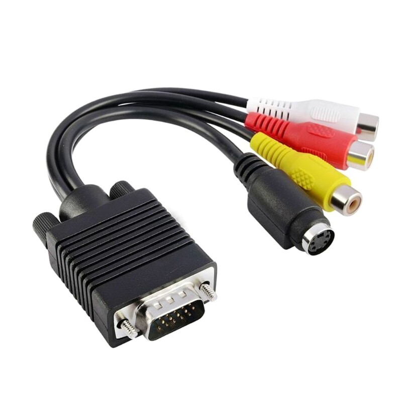 Vga（tv-out) to av cable vga component cable for computer tv vga to 3 rca + s video cable adapter