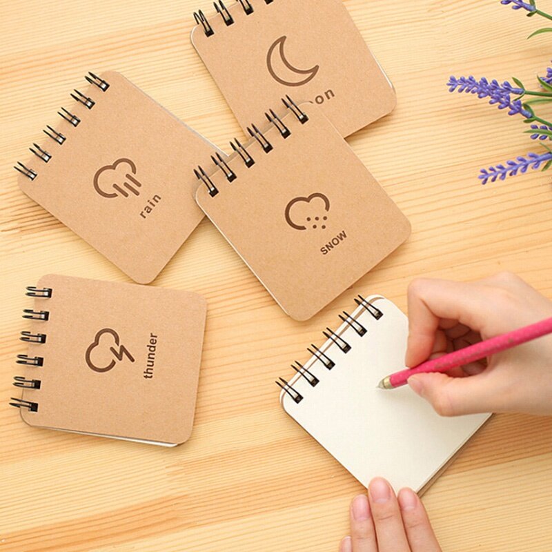 Sổ CuộN Dòng Thời Tiết Mini A7 60 Tờ Sổ Xoắn Ốc Bỏ Túi Trống Đơn Giản Cho Học Sinh