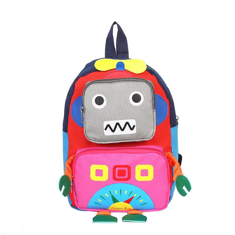 IQANGEL Children's school bags Cartoon robot kindergarten school bag Children aged 1-5 years old travel on both shoulders
