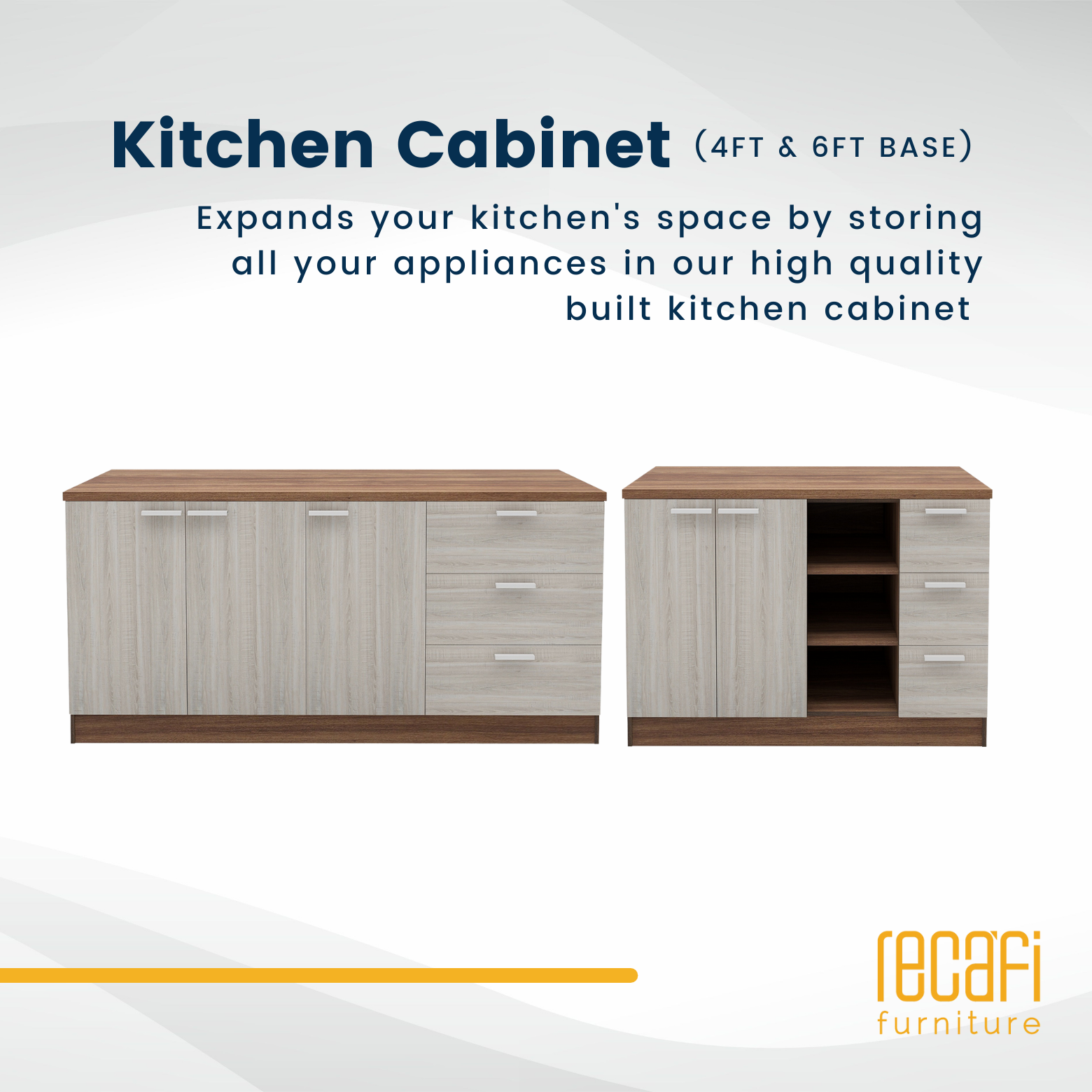 Recafi Furniture 4FT/6FT Walnut color Base unit Kitchen