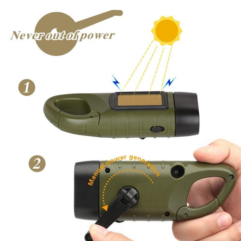 3 LED Flashlight, outdoor solar flashlight, hand power generation flashlight, Use solar panel power, 0.5W
