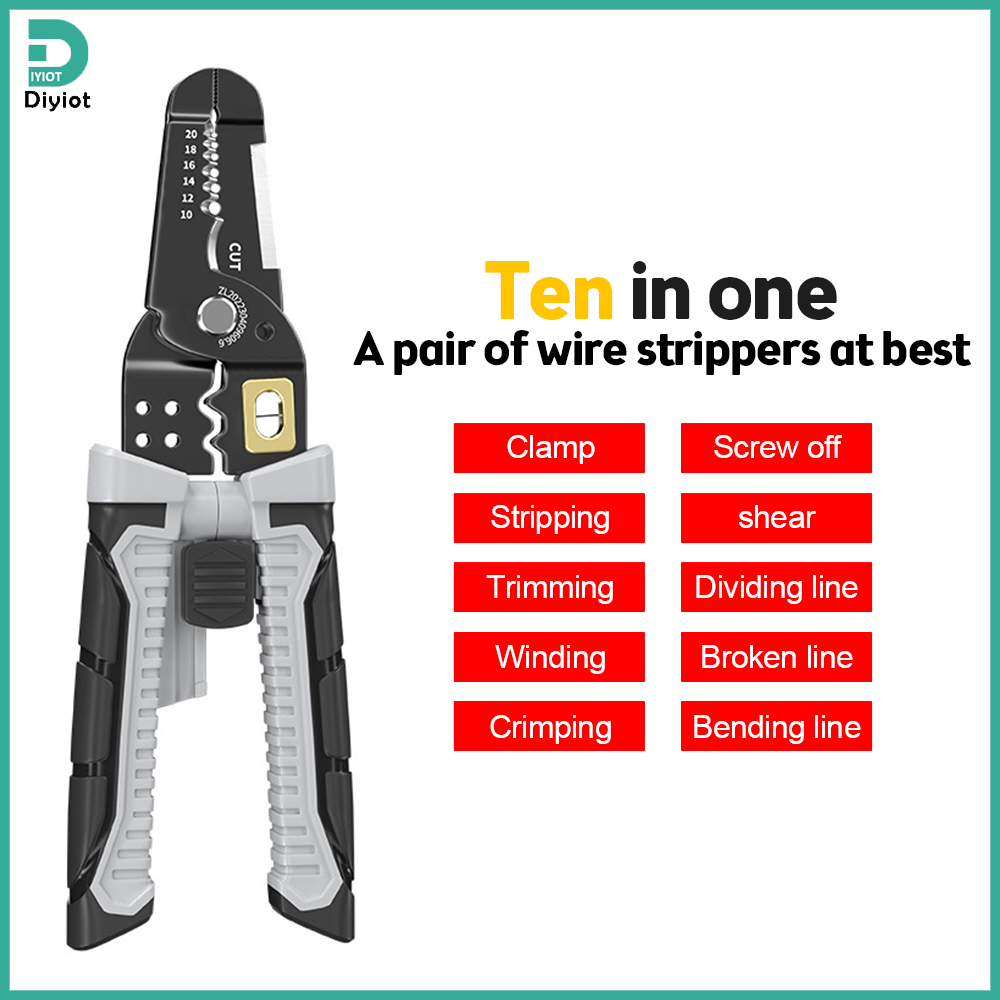 Diyiot Wire Cutter Wire Stripper Heavy Duty Automatic Wire Stripper Tool for Solid and Stranded Electrical Wire