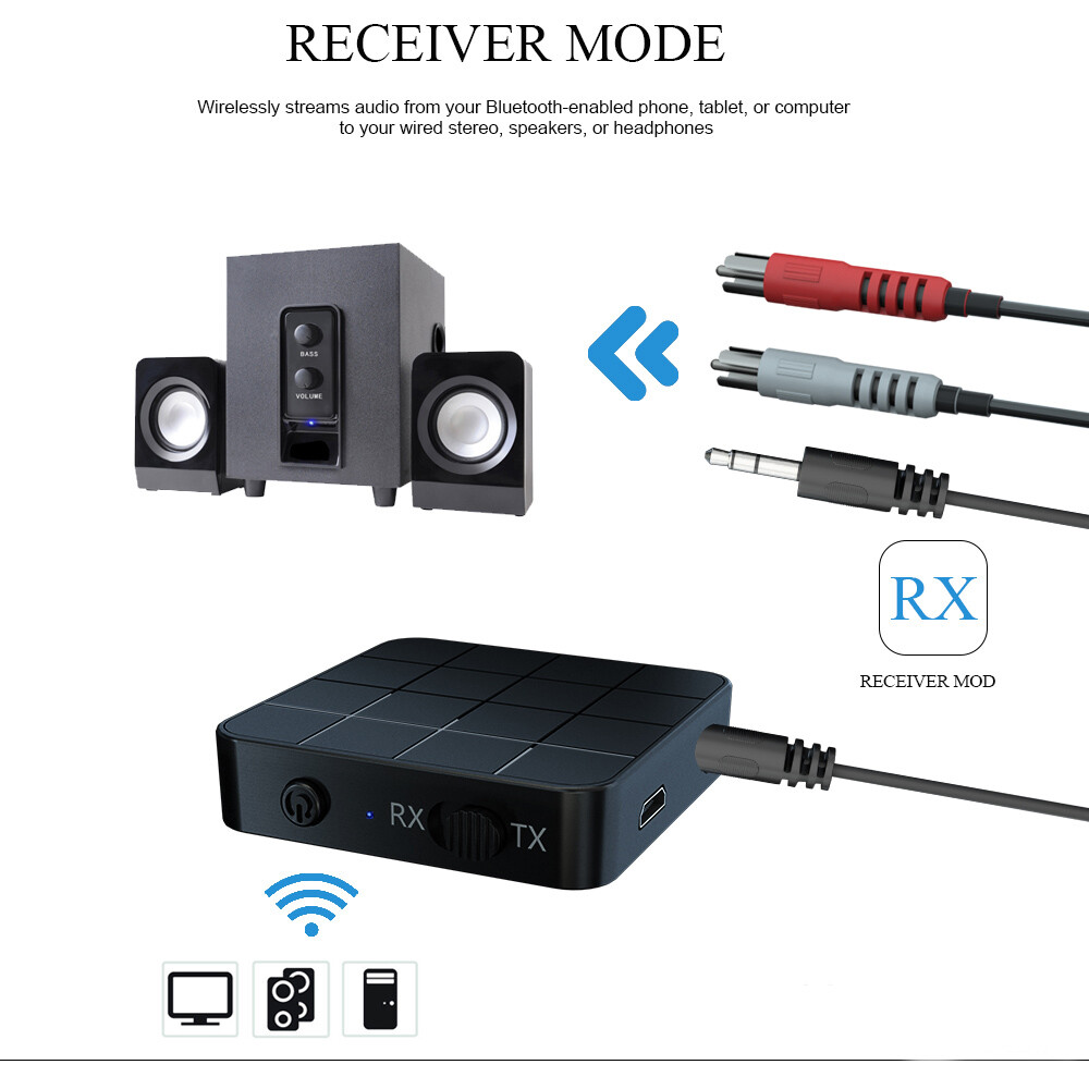 Bộ Thu Phát Âm Thanh 5.0 Tương Thích Bluetooth Bộ Chuyển Đổi Âm Nhạc Không Dây Âm Thanh Nổi Giắc Cắm AUX RCA 3.5 3.5MM Dongle USB Cho Xe Hơi TV Tai Nghe Máy Vi Tính