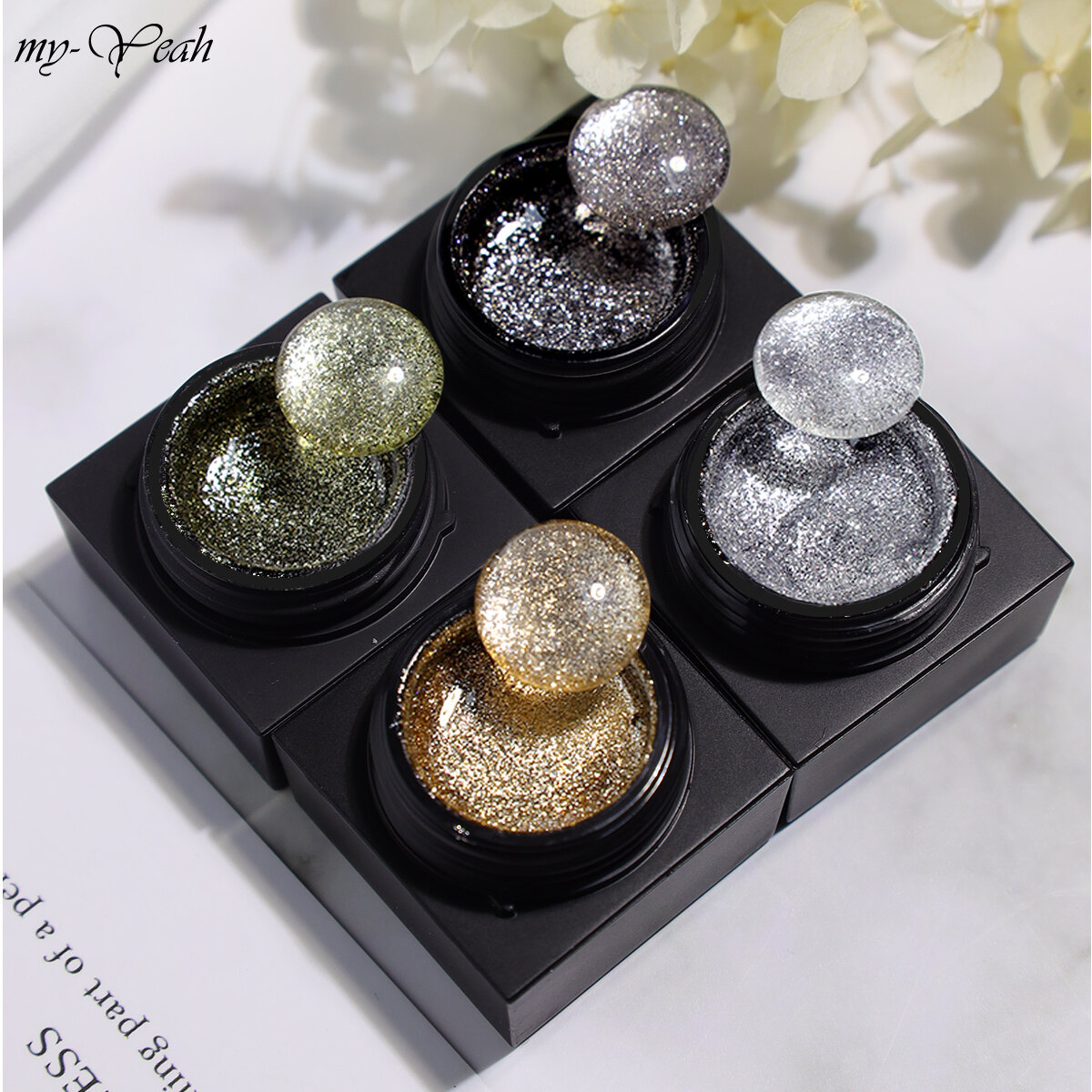 myyeah 4 Colors Glitter Gel Nail Art Reflective Painting Platinum Nail Varnish Soaf Off UV Gel Polish DIY Manicure Tool 5g