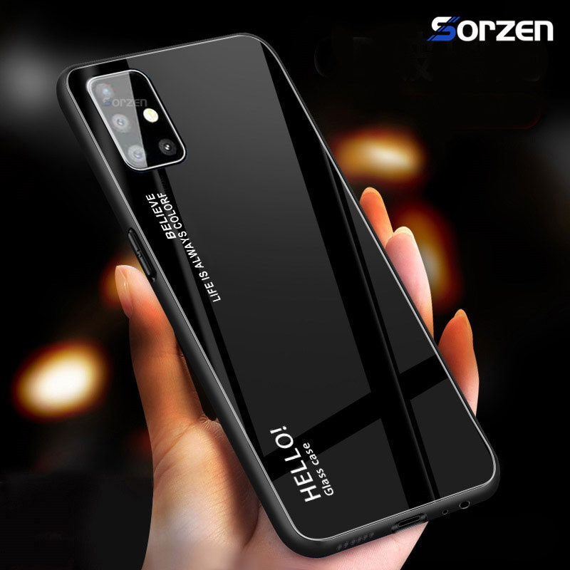 For Samsung Galaxy M51 Shockproof Gradient Tempered Glass Casing Protective Back Case Cover