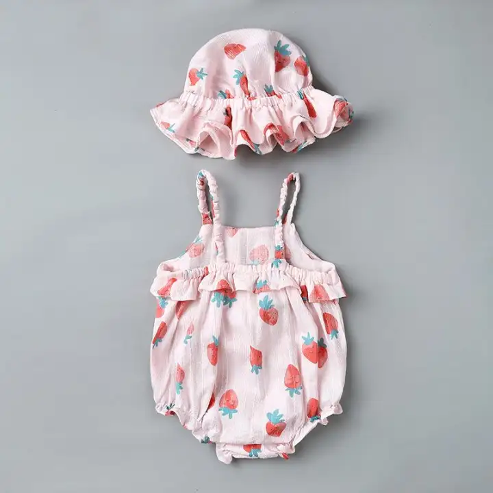 baby sunsuit and hat