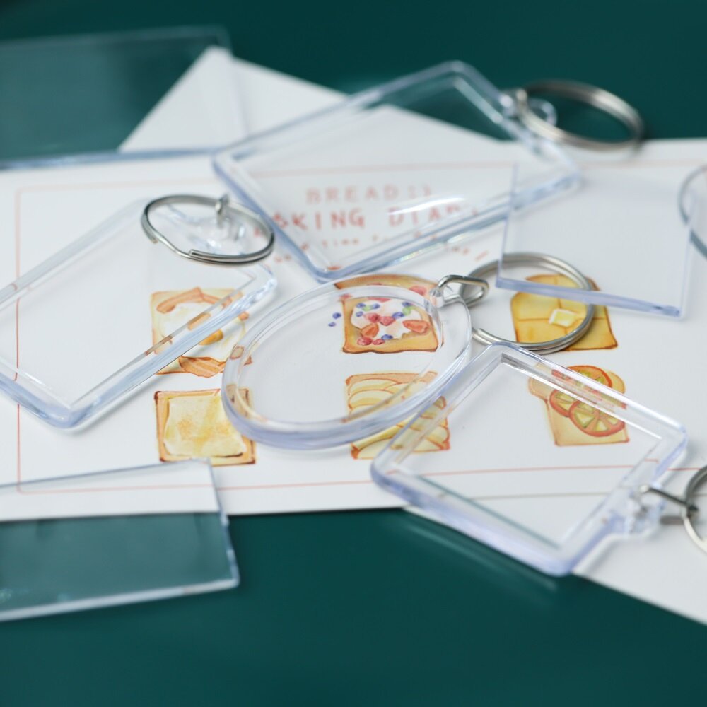 5 Cái/gói Hình Chữ Nhật Trong Suốt Trống Acrylic Chèn Keychain Ảnh Khung Ảnh Keyring Chủ Tự Làm Chia Nhẫn KeyChain Quà Tặng