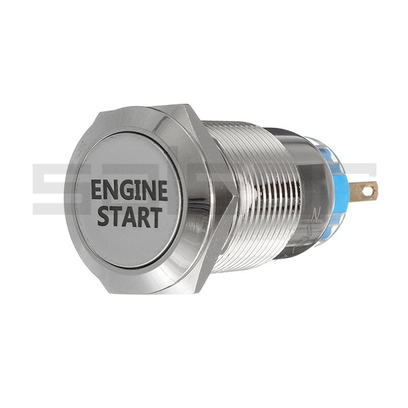 5 Colors Diy 16/19/22mm Latching Reset Flat Round Engine Start Symbol Text 12v Led Lighted 1no 1nc Metal Push Button Switch - Switches - AliExpress