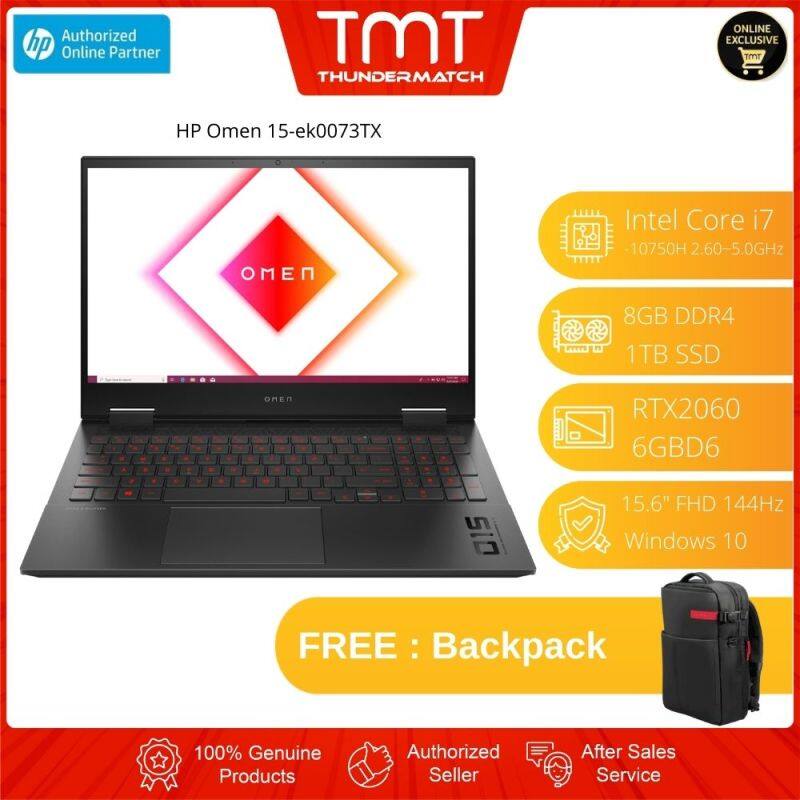 HP Omen 15-ek0073TX Gaming Laptop | i7-10750H | 8GB RAM 1TB SSD | 15.6 FHD 144Hz | RTX2060 | W10 | FREE HP Omen Bag Malaysia