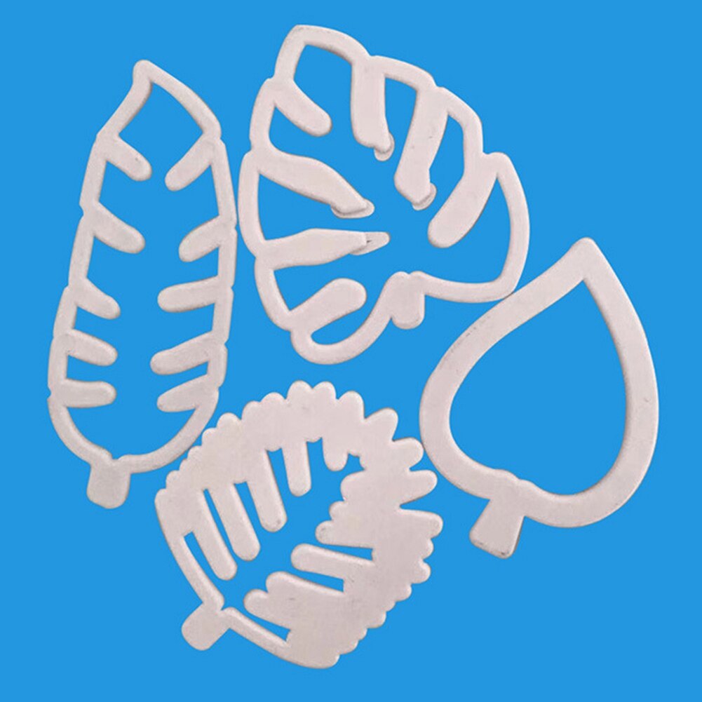 4Pcs Tropical Leaf Fondant Cake Mold Embossed Candy Biscuits Cookie Cutter Mould