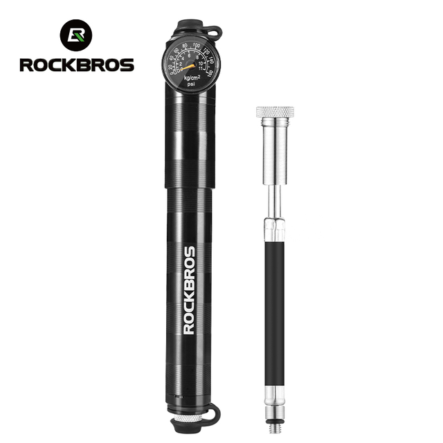 ROCKBROS Bicycle Pump 160psi Hand Air Pump Hose Pressure AV/FV Ultralight Portable Inflater Cycling Accessories Bike Pump