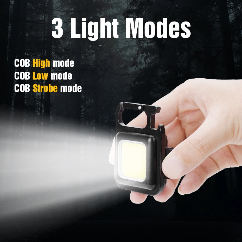 Đèn LED Làm Việc Mini Đèn Pin Bỏ Túi Cầm Tay Đèn Chìa Khóa Sạc USB Đèn Lồng Cắm Trại Ngoài Trời Cắm Trại Đi Bộ Đường Dài COB