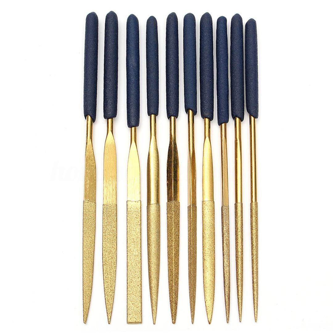 10Pcs Metal Titanium Diamond Coating Needle Flat File Set Working Craft Tools