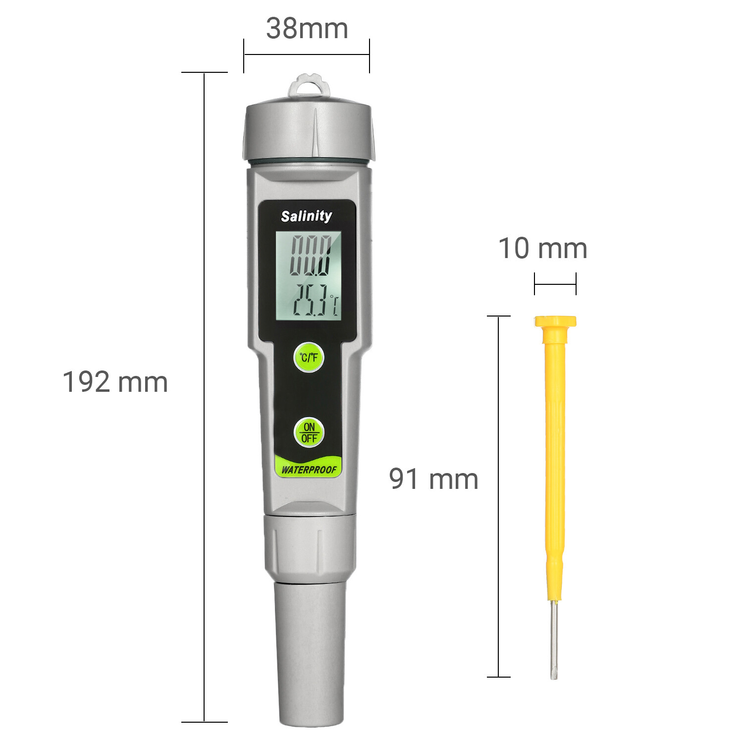 Bút Kiểm Tra Độ Mặn Và Nhiệt Độ Chống Nước Salinometer, Bút Đo Độ Mặn Và Nhiệt Độ 2 Trong 1, Máy Đo Độ MặN Cầm Tay, Loại Bút Đo Độ MặN 0 ~ 199,9ppt, Phạm Vi-50 ~ 70 ℃, Máy Đo Nhiệt Độ, Đồ Uống Chuyển Đổi, Có Giá Trị Muối và Đồng Hồ Đo Nhiệt Độ