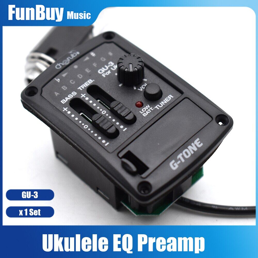 Cherub G-Tone GU-3 Ukulele EQ Preamp Hawaiian Guitar EQ With Tuner Pickup Piezo Pick-Up Preamp System