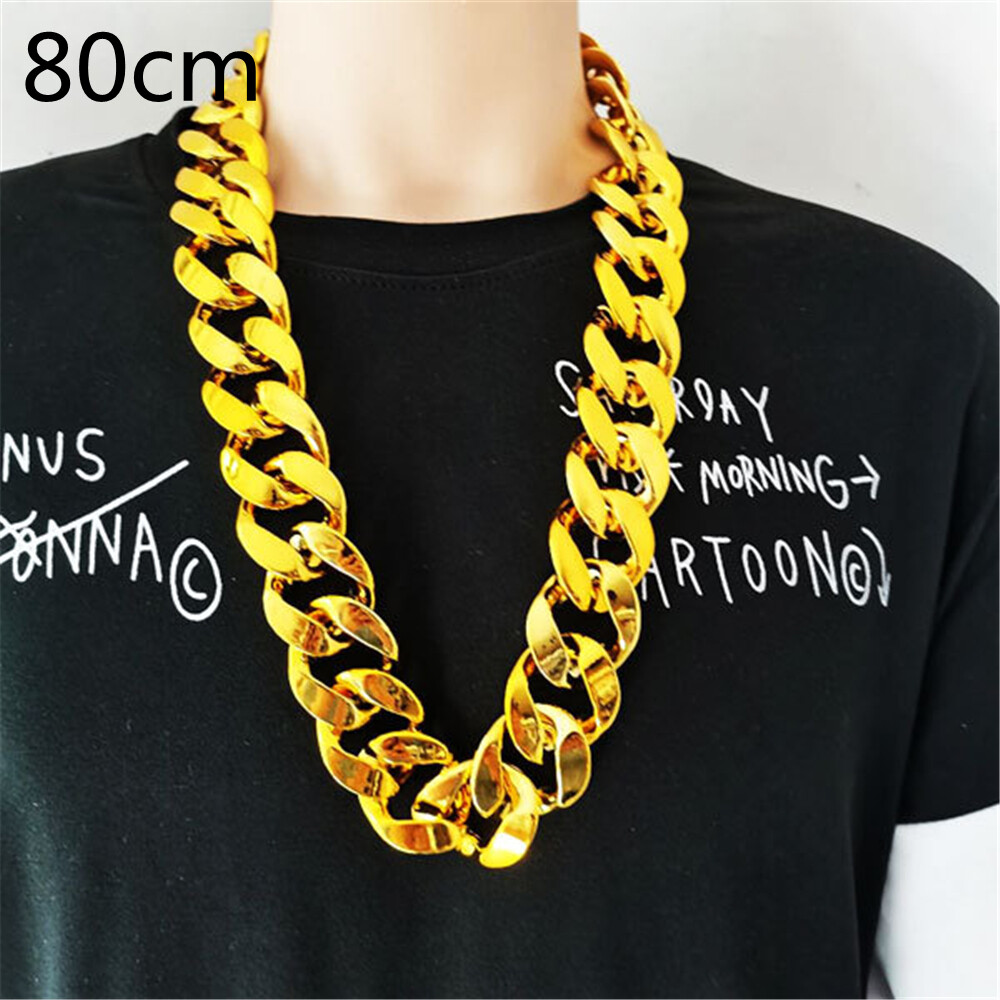 1pc Hip Hop Gold Color Big Acrylic Chunky Chain Necklace For Men Punk Oversized Large Plastic Link Chain Men's Jewelry