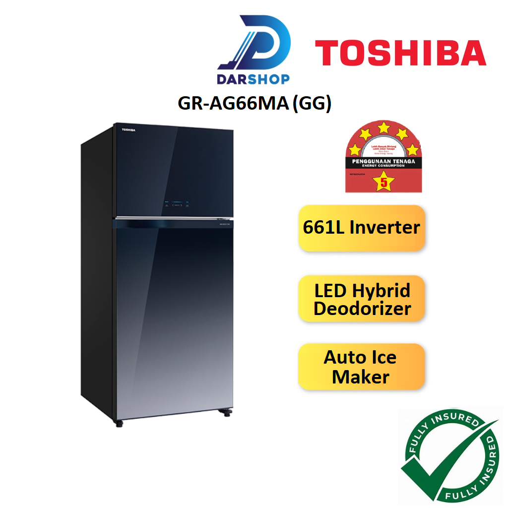 5 STAR Toshiba 2 Doors Duo Hybrid Inverter Refrigerator 661L Fridge