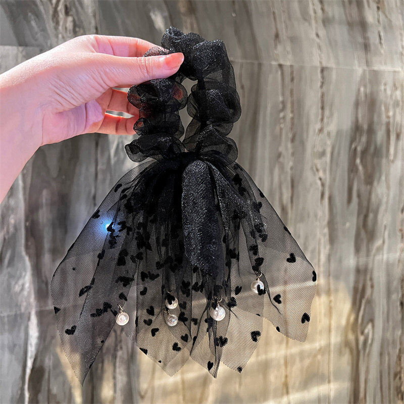 WHC Jewelry Lace Ribbon Polka Dot Bow Headband For Women Korean Design