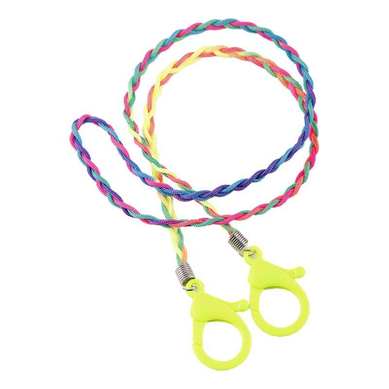 Kids Face Mask Holder Lanyard Contrast Colored Weave Braided Strap with Clips Eyeglass Anti-Lost Necklace Ear Saver Rope