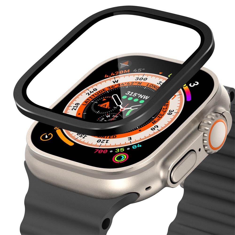 For Apple Watch Ultra 2 49mm Case Women Men iWatch Ultra 49mm Metal Bezel Tempered Glass Screen Protector for Apple Watch Ultra 49mm