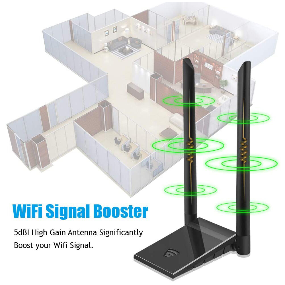 Bộ Chuyển Đổi WiFi USB 3.0 Card Mạng Không Dây Băng Tần Kép AC1200 Đối Với Máy Tính PC