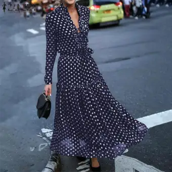 polka dot maxi shirt dress