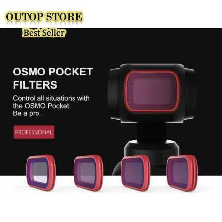 OUTOP 4 ชิ้น PGYTECH DJI OSMO ตัวกรองใส่กระเป๋า ND8PL ND16PL ND32PL ND64PL กรอง OSMO กล้องแบบพกพาอุปกรณ์เสริมตัวกรอง