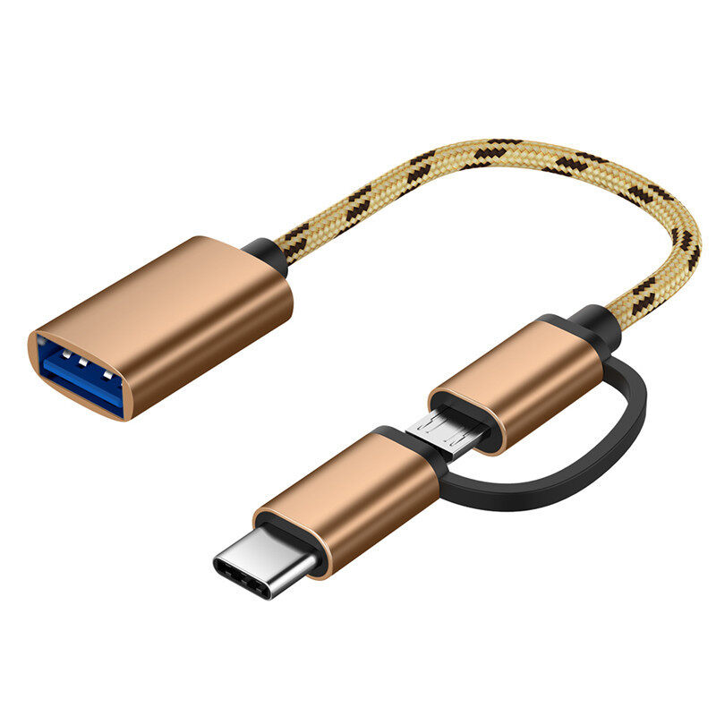 2 in 1 micro usb type c to usb converter micro usb to usb 3.0 interface otg usb cable adapter data sync transmission micro usb type-c converter date cable otg转接线