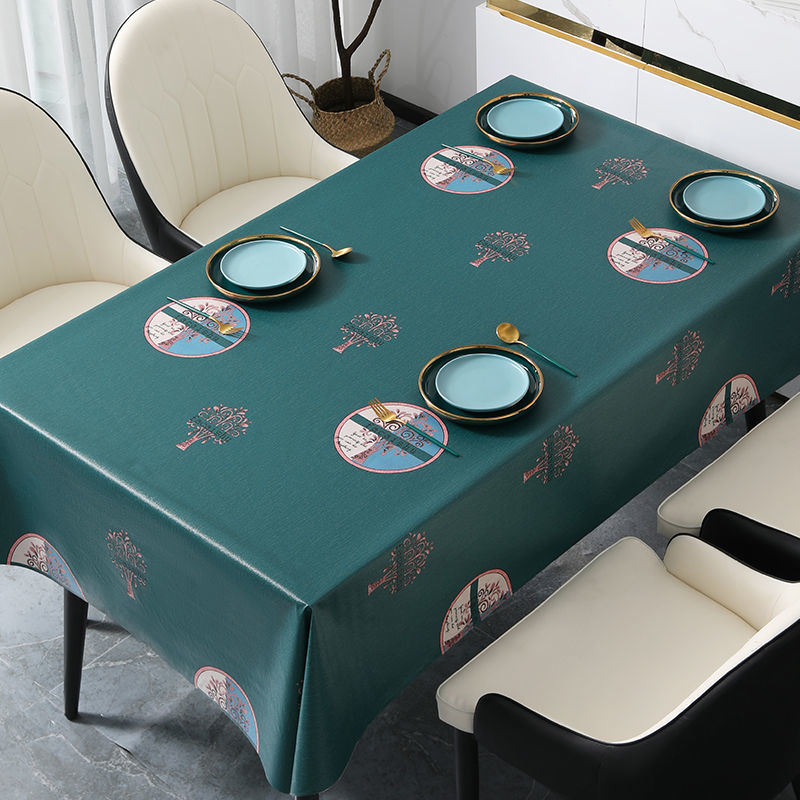 High-end New Chinese-style Festive Red Tablecloth Waterproof and Oil-proof Wash-free Rectangular Dining Table Home